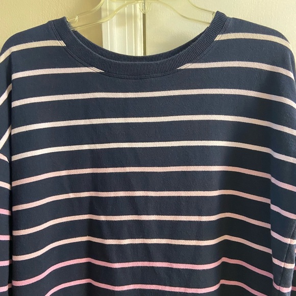 J Jill Fit navy blue striped tunic top crewneck ombré Medium - Picture 3 of 6